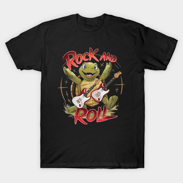 Groovy Turtle Rocking Out Rock And Roll T-Shirt by coollooks